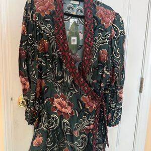 FARM Rio Floral Wrap Dress - Green and Red